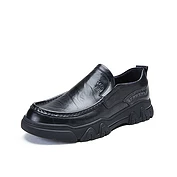 佳燦男鞋新款秋冬休閑套腳皮鞋圓頭舒適正裝鞋通勤商務樂福鞋