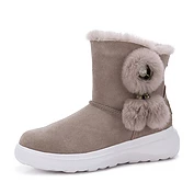 佳燦女鞋 冬季款加絨真皮短靴女保暖棉鞋厚底防滑短筒雪地靴女