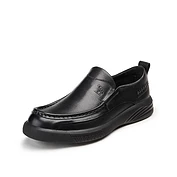 佳燦男鞋新款秋冬商務休閑樂福鞋男士皮鞋套腳通勤圓頭牛皮鞋