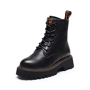 佳燦女鞋冬季新款女靴子秋季厚底英倫風(fēng)短靴工裝真皮馬丁靴女