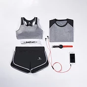佳燦運動服健身服女士瑜伽服跑步訓(xùn)練服短袖三件套運動休閑套裝