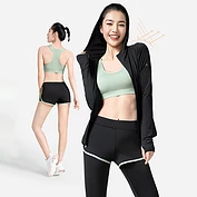 佳燦瑜伽服套裝女健身房跑步服防曬衣防紫外線戶外運動服夏快干衣