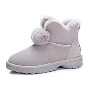 佳燦女鞋 冬季新款加絨厚底短靴女保暖毛毛鞋真皮平底雪地靴女