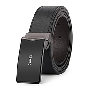 佳燦皮帶男平滑扣牛皮百搭腰帶青年韓版潮簡約休閑褲帶雙面皮帶