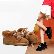 佳燦女鞋 冬季新款 簡約舒適平跟耐磨防滑短筒雪地靴