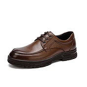 佳燦男鞋秋冬新款真皮男士商務皮鞋男圓頭低幫英倫風正裝鞋子