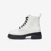 佳燦女靴 優(yōu)雅時(shí)尚2020冬季新款圓頭中跟系帶簡(jiǎn)約牛皮中靴