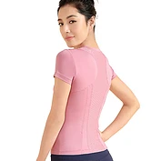 佳燦瑜伽T恤女瑜伽服上衣透氣排汗網(wǎng)布健身跑步運動彈力緊身衣